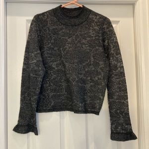NWT Anthropologie Sheer Floral BLACK Sweater